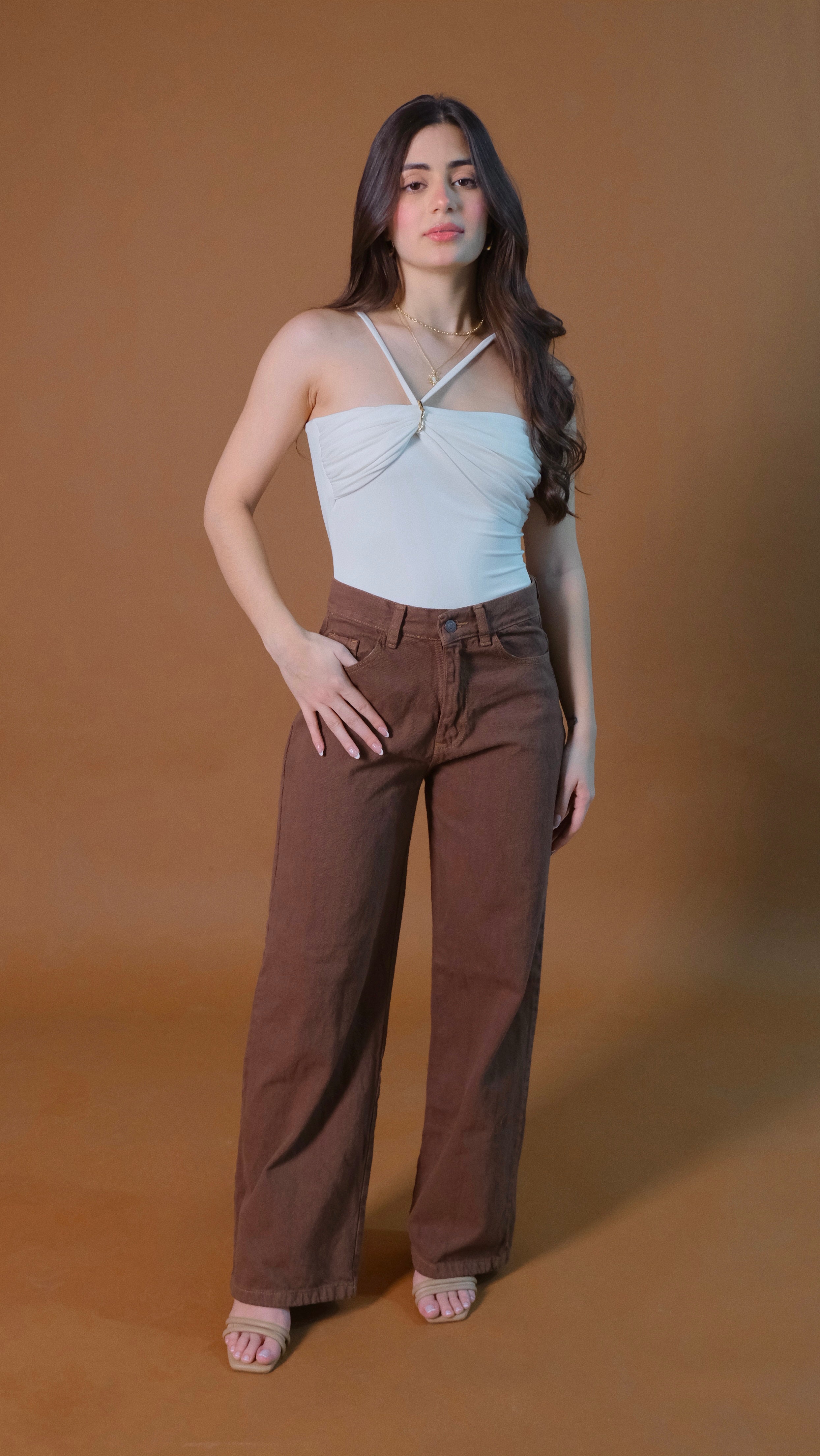 Jeans Wide Leg Cacao
