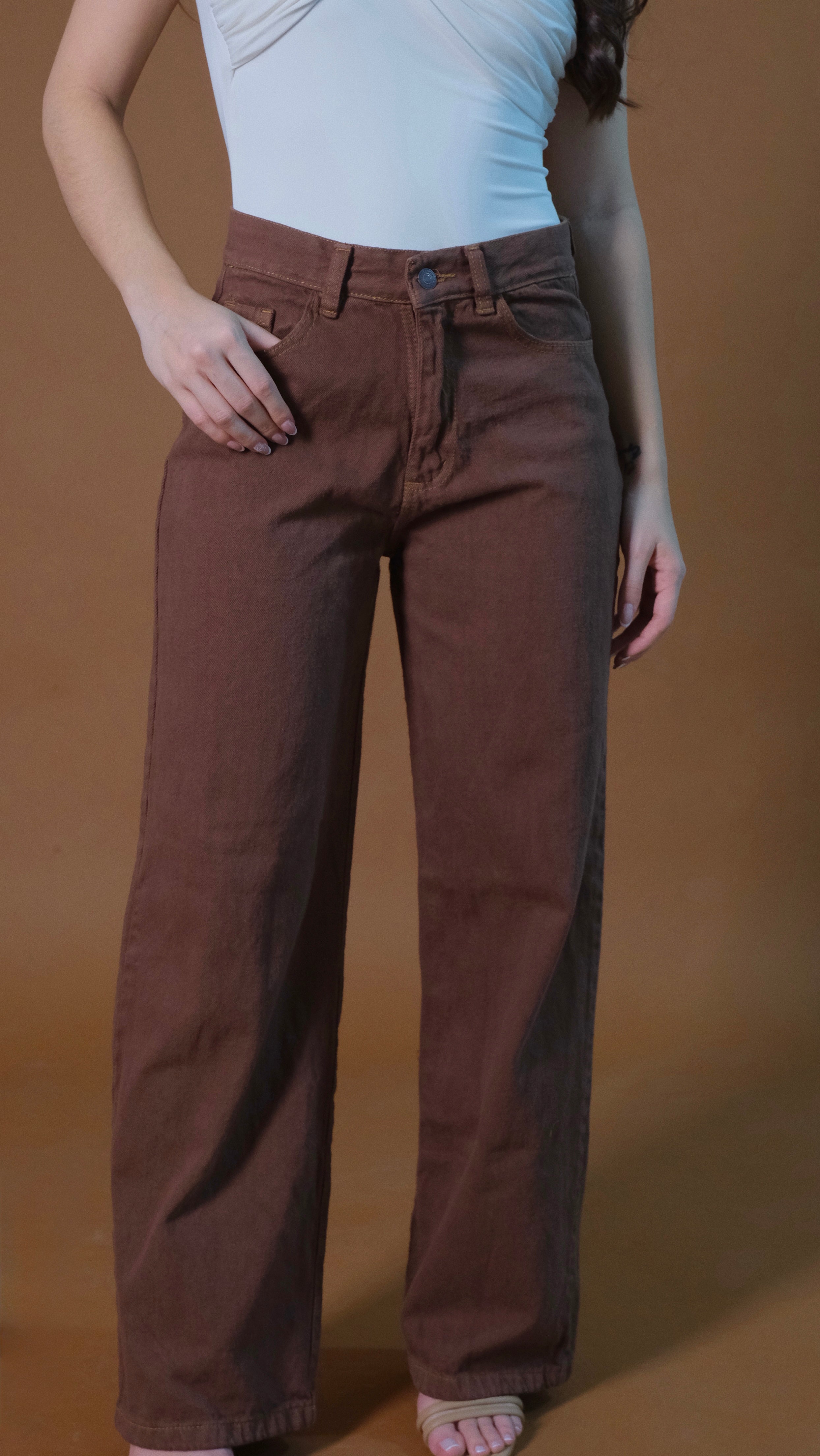 Jeans Wide Leg Cacao
